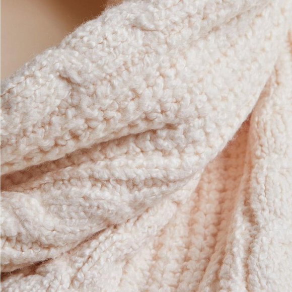 ❤️NWT VINTAGE TORRID SCARF ☆ VERY SOFT & WARM ☆ CABLE KNIT ☆ FRINGE DETAIL IVORY - Picture 4 of 7